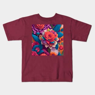 flowers  patterns blue purple coloration pigment hue tint colour tone light colorful Kids T-Shirt